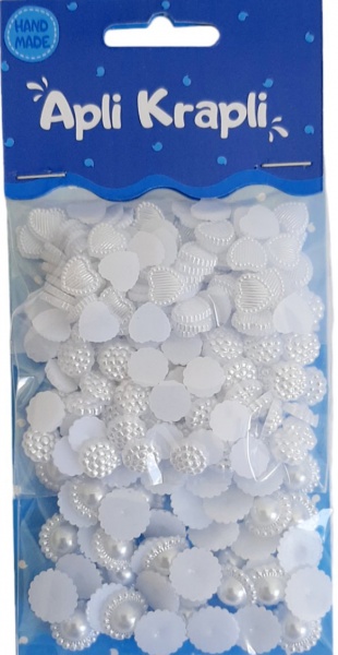 Набор бусин сердце и цветок белый АпліКраплі