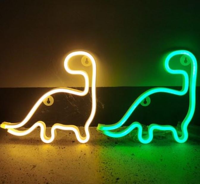 Неонова вивіска Luna LUDS-NEO-49 Динозавр теплий білий/зелений