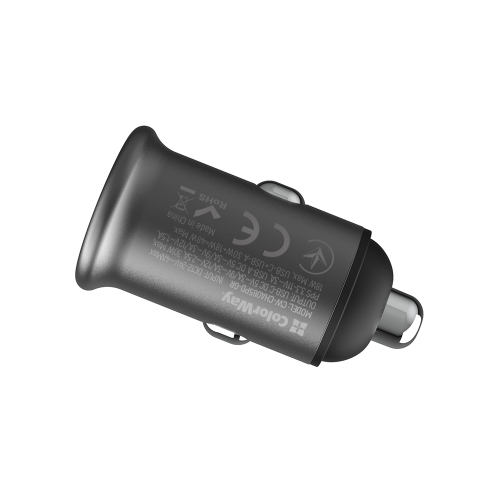 Автомобильное зарядное устройство ColorWay CW-CHA065PD-GR серый