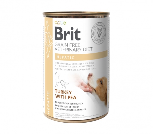 Корм влажный для взрослых собак для всех пород Brit VetDiets для поддержания работы печени 400 г