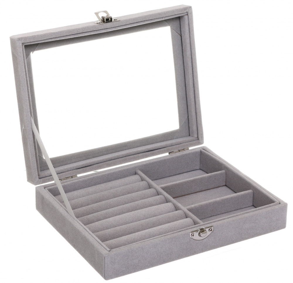 Шкатулка для украшений Velvet 20.2х15.2х4.7 серая