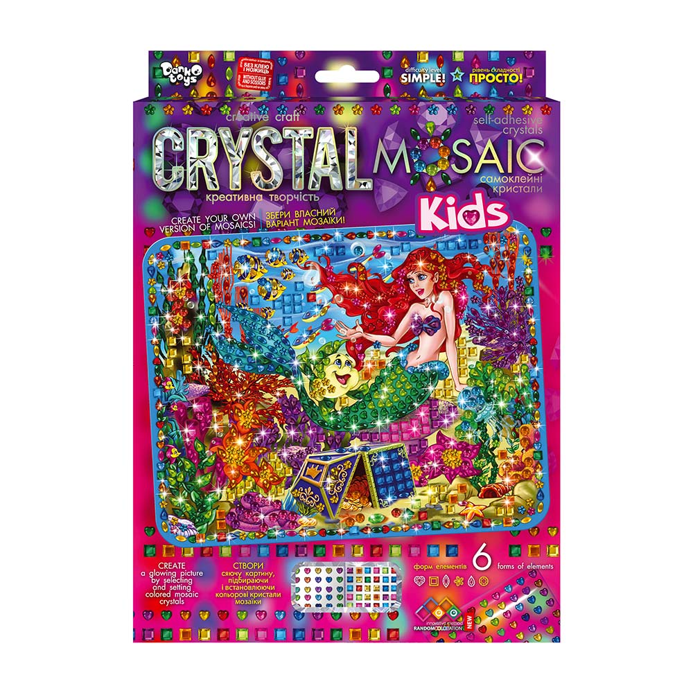Набір для занять мозаїкою Danko Toys Crystal Mosaic Kids №5 русалонька CRMk-01-05