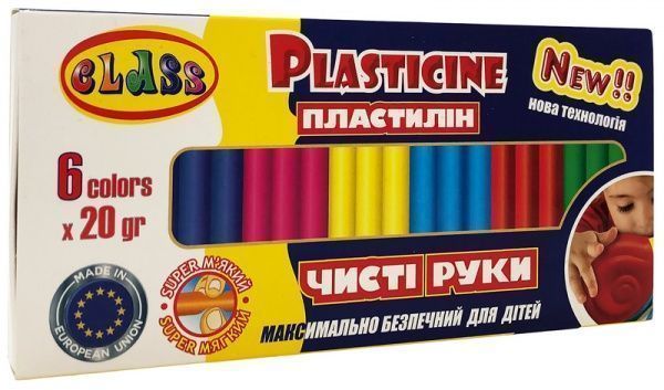 Пластилин Eco Чистые руки Maxi 6 цветов со стеком 7643С CLASS