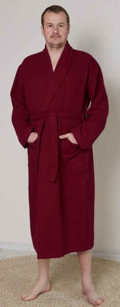 Халат вафельний Ideal для жінок р. M бордовий
