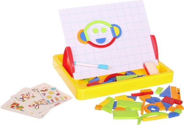 Магнитная доска для рисования Shantou с набором фигурок, желтая