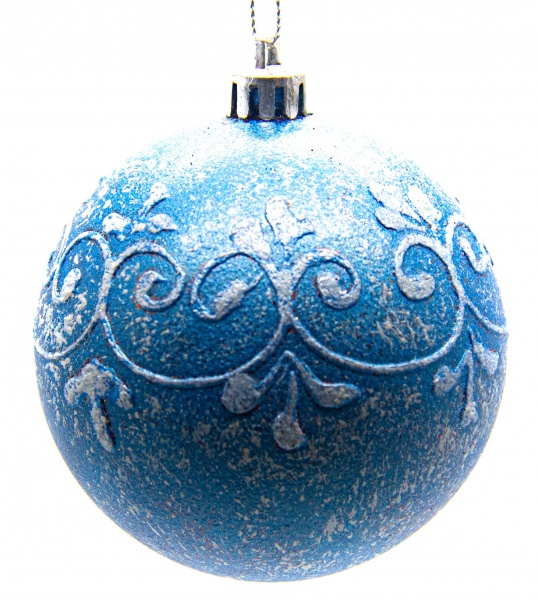 Куля Орнамент d80 80 мм блакитний/білий 2805