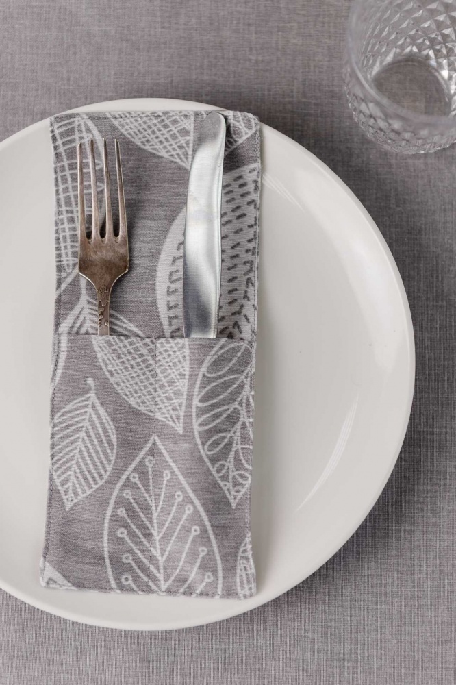 Чохол для приборів Прованс Листя 10x24 см сірий
