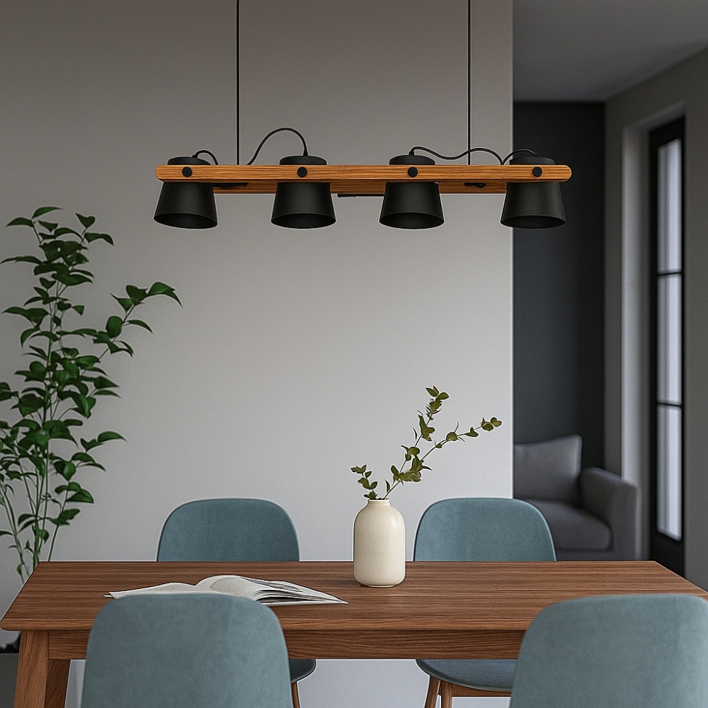 Світильник підвісний LIGHT SET VOLOSHKA RL 4xGX53 чорний/дерево