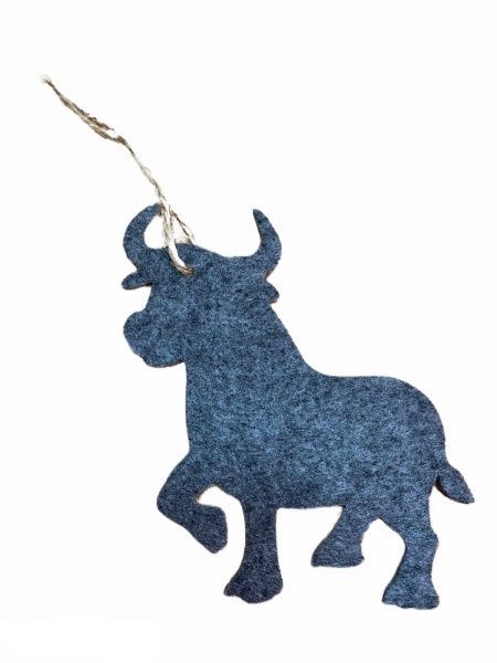 Ялинкова іграшка Бик з фетру сірий 23 