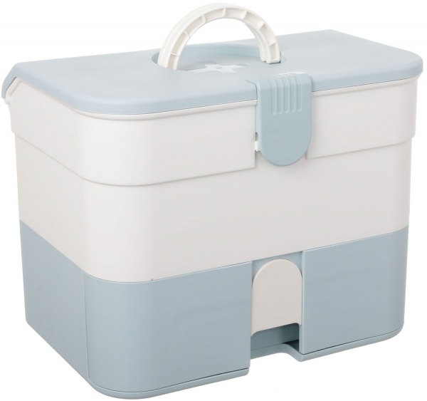 Органайзер для косметики многоуровневый с ящиками 32х20х25 см бело-голубой 