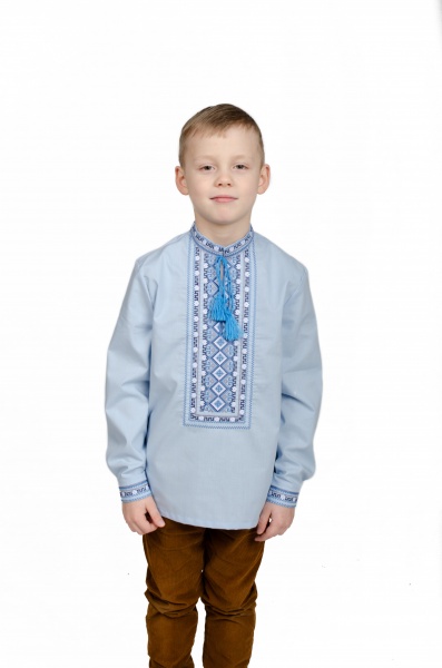 Вышиванка для мальчиков Эдельвика р.140 голубой 364-21/00 
