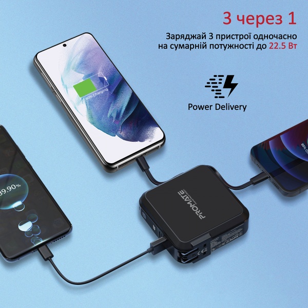 Повербанк Promate PowerPack-PD20+ 15000 mAh (powerpack-pd20+.black)