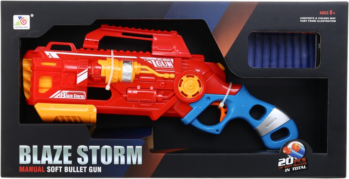 Бластер механічний Zecong Toys Blaze Storm з м'якими кулями 20 шт 7067 — фото 1