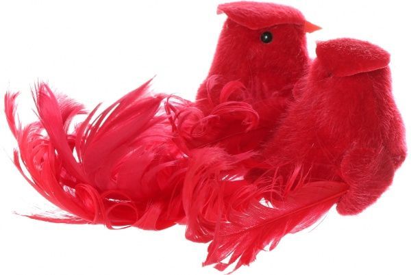 Новорічна декорація Пташки червоні 14 см