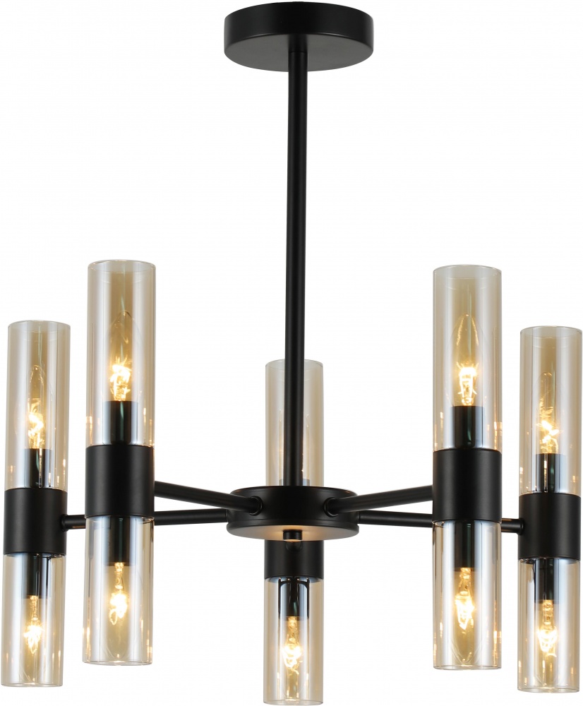 Люстра подвесная Sensio Borealis 10x40 Вт E14 черный/амбер ALG-74783/10