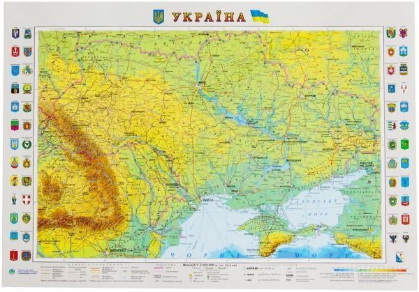 Підкладка для письма карта України М1:2 350 000 65х45 см