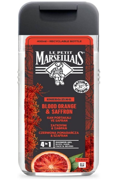Гель-шампунь Le Petit Marseillais MEN 3 в 1 Шафран и красный апельсин 400 мл
