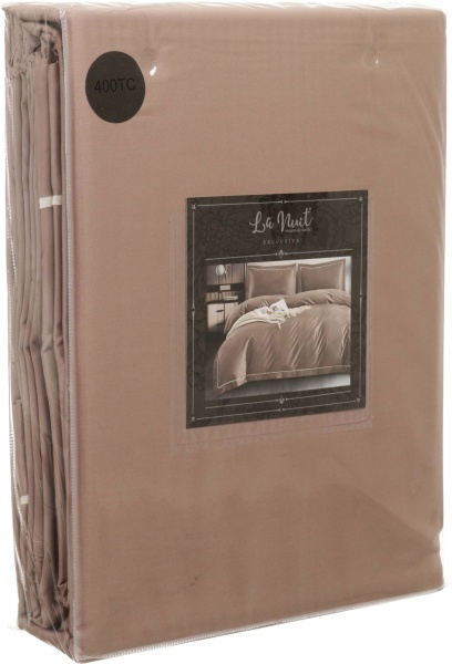 Комплект постільної білизни Solid сімейний темно-бежевий La Nuit 