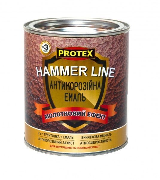Эмаль Protex антикоррозийная молотковая Hammer Line латунь шелковистый глянец 0,7л 0,75кг