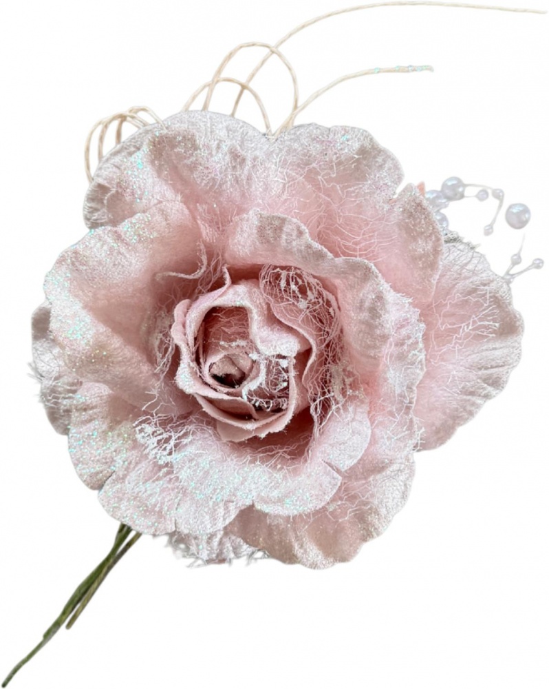 Квітка декоративна Троянда з намистинами в асортименті d10 см