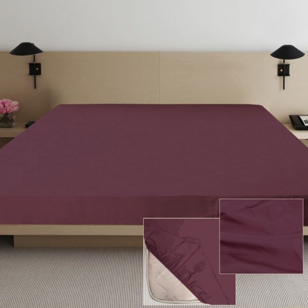 Простынь на резинке Дизайн 6 (сатин) 200x140 см винно-красный Ярослав 