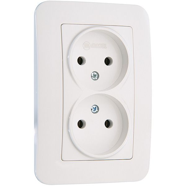 Розетка двойная без заземления Makel Lillium Natural белый 55017