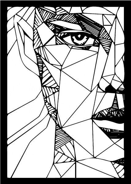 Декор настенный Девушка 59,4x42 см черный с белым 