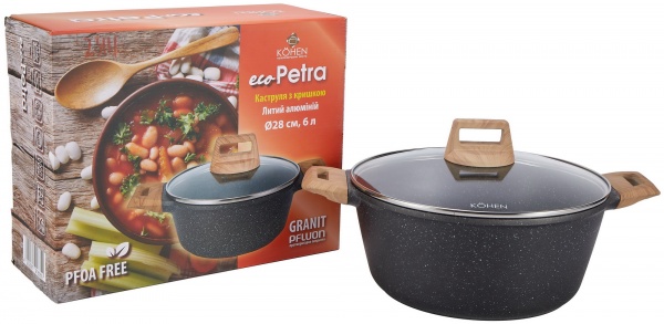 Кастрюля с крышкой Eco Petra 28 см KN91635 Kohen