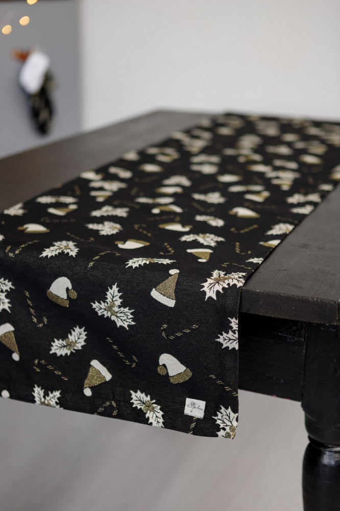 Дорожка (раннер) Шапочки на черном 140x180 см Прованс