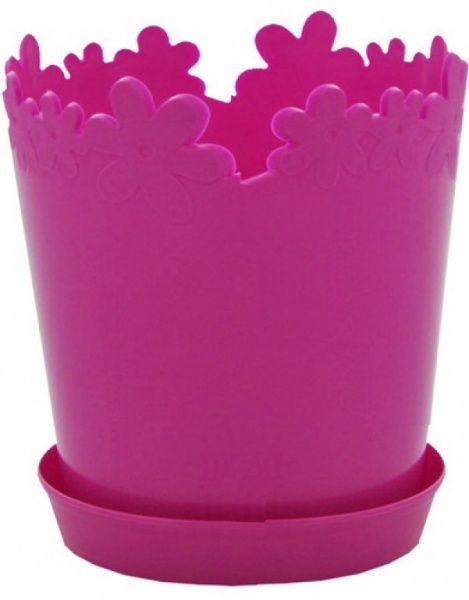 Горщик пластиковий Алеана Лютик круглий 0,9л рожевий (115058) 
