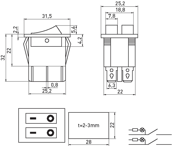 Переключатель E.NEXT кнопочный двухклавишный e.switch.key.02 6 pin с подсветкой черный s2040002