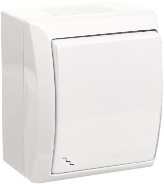 Выключатель проходной одноклавишный Ospel Fala влагозащищенный без подсветки белый