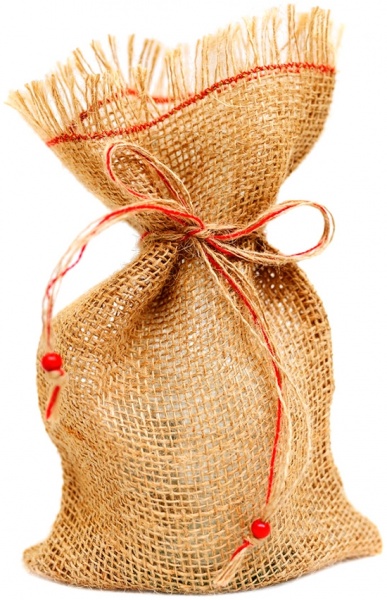 Мішечок джутовий Червона намистинка 14x24