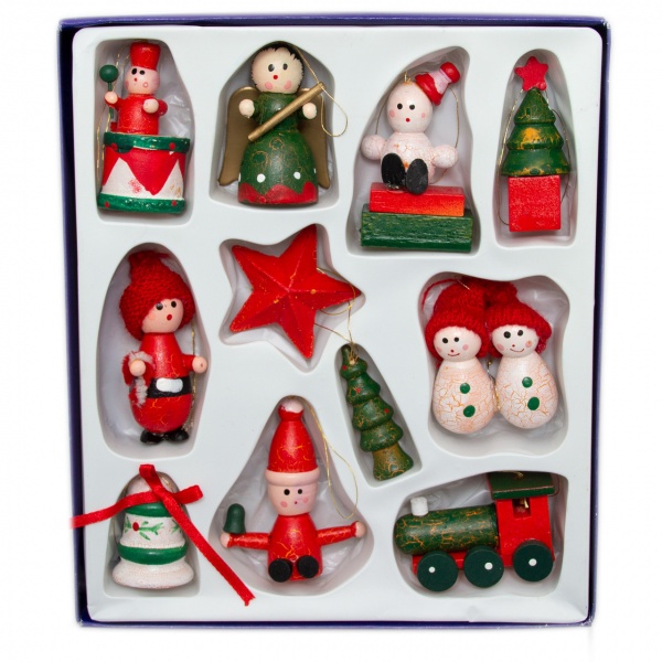 Набір новорічних декорацій Девілон дерев'яних 060160 11 шт 