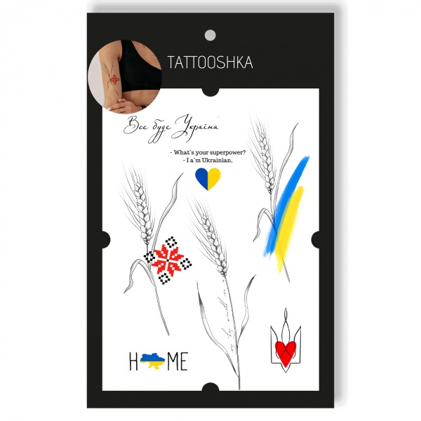 Тату временное TATOOSHKA Патриотические колосья