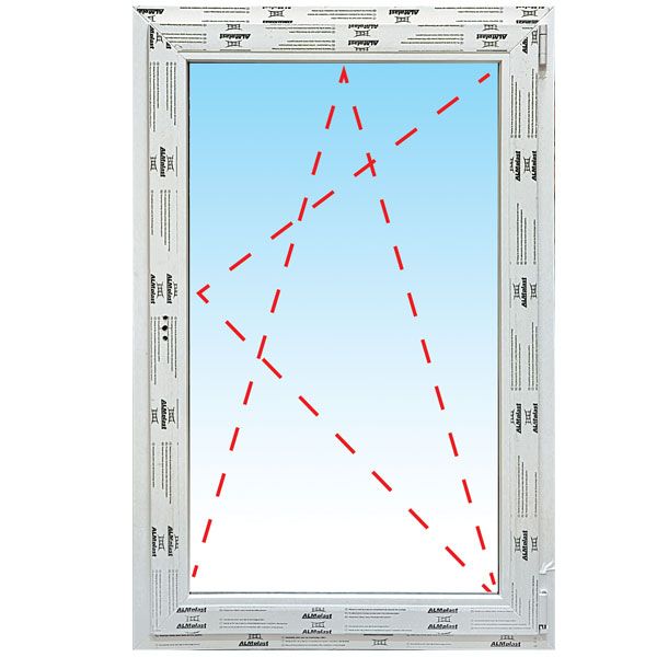 Окно одностворчатое ALMplast 800х1000 мм с противомоскитной сеткой