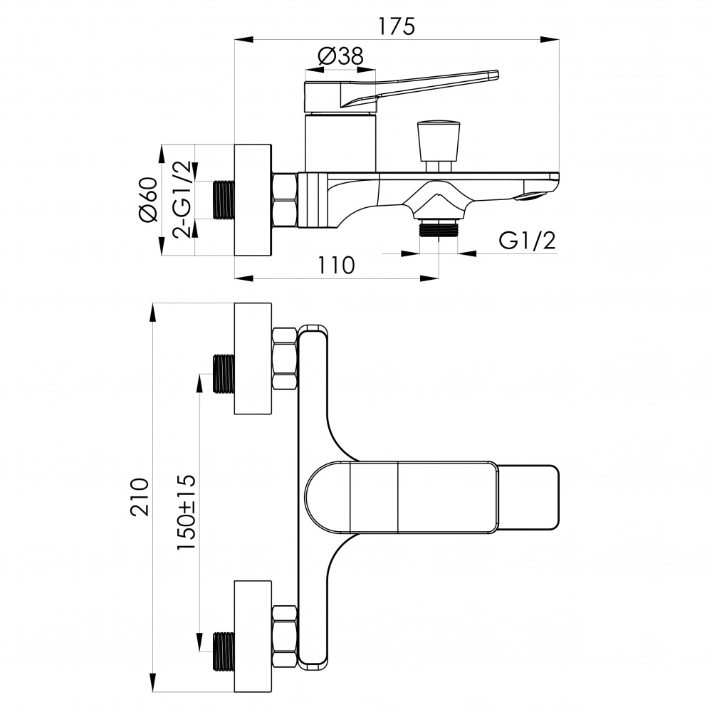 Смеситель для ванны RJ TATRA хром