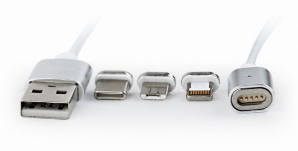 Кабель Cablexpert 1 м білий (CC-USB2-AMLM31-1M) USB 2.0 BM-тато/Lightning/Micro/Type-C USB 