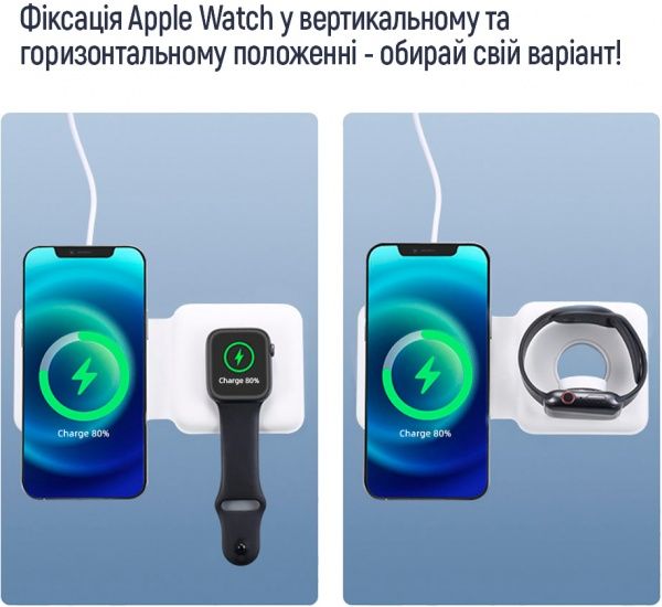 Беспроводное зарядное устройство ColorWay MagSafe Duo Charger 15W for iPhone белое (CW-CHW32Q-WT)