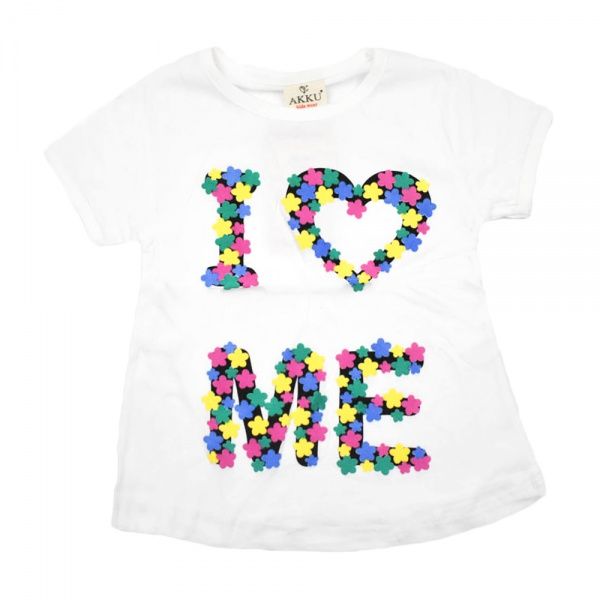 Футболка для дівчаток AKKU квіточки р.116 білий 