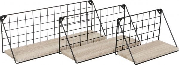 Набор полок Йорк 25х12х16 см 35х12х16 см 45х12х16 см бежевый с черным 