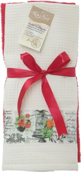 Набір рушників Romance 3D 40x70 см La Nuit білий із червоним 