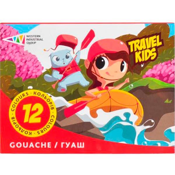 Краски гуашевые Travel Kids 12 цветов 240 мл 321037/TK Western Industrial Group