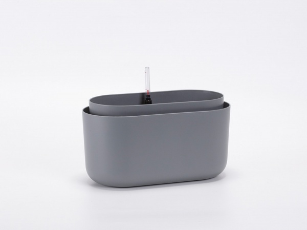 Вазон пластиковий Plastia з системою автополиву Tolita 30,5 см круглий 3,2 л сірий (1909773020R) 