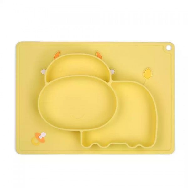 Тарелка-коврик Kinder Marky Бегемот желтая силикон
