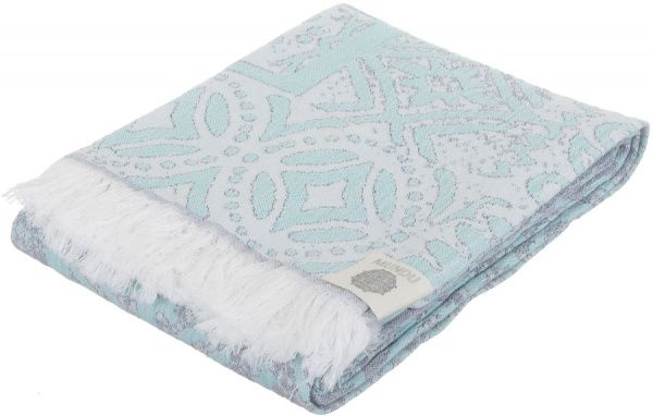 Пештемаль Орнамент stone wash 90x170 см ментоловый/ бежевый Sousa Dias 