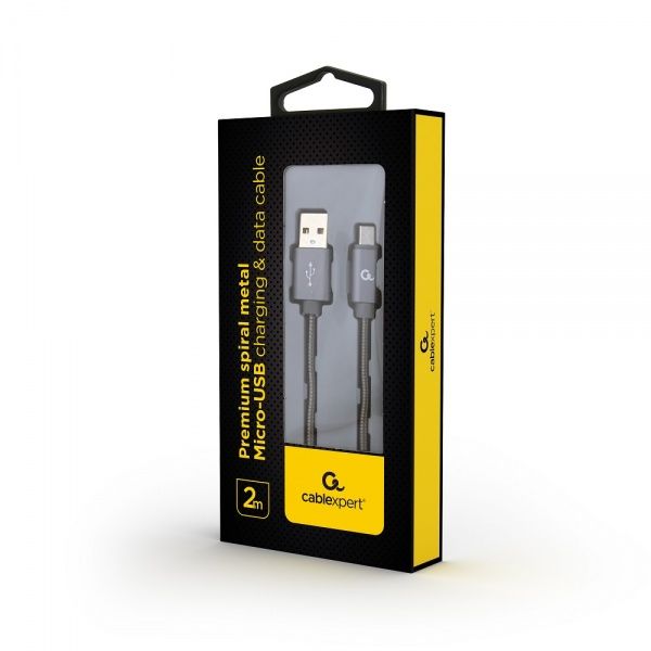 Кабель Cablexpert 2 м серый (CC-USB2S-AMmBM-2M-BG) micro USB 2.0 A-папа/Micro B-папа 
