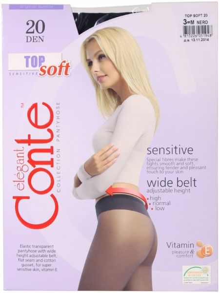 Колготки Conte TOP SOFT 20 den Nero р. 4 черный 