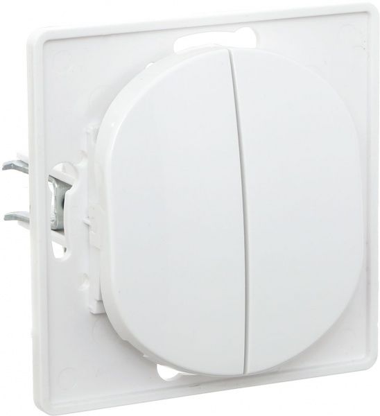 Вимикач прохідний двоклавішний Aling-Conel Eon без підсвітки 10 А 250В білий E6072.0