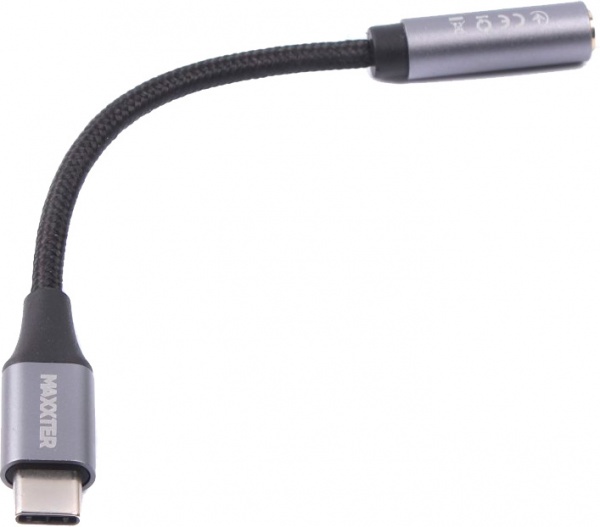 Адаптер Maxxter A-CM34, Type-C - стерео-аудіо 3.5 mm 0,07 м чорний (A-CM34) 